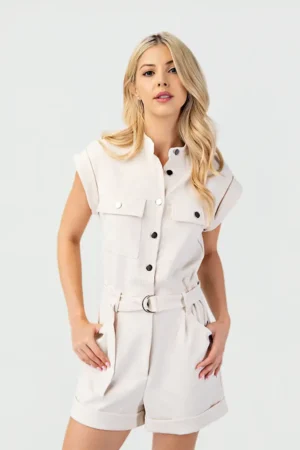 Enterizo Corto Con Cuello y Botones