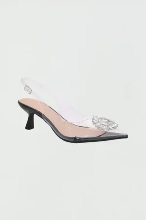 Sandalia Transparente De Tacon Bajo