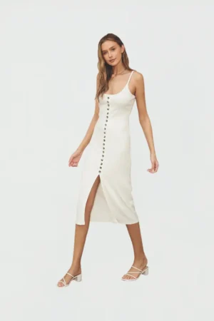 Vestido Stretch De Tirantes Y Botones