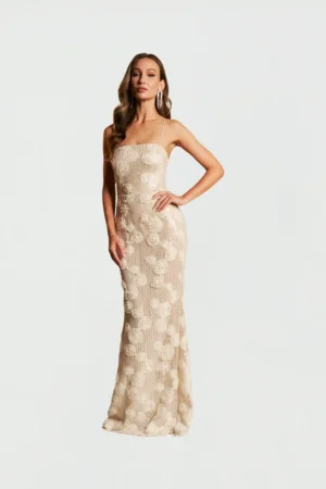 Vestido  Largo Con Abertura En Pierna