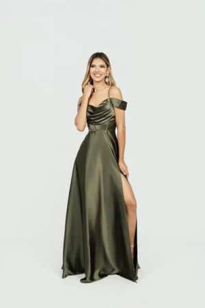 Vestido Largo De Tirantes Con Abertura En Pierna