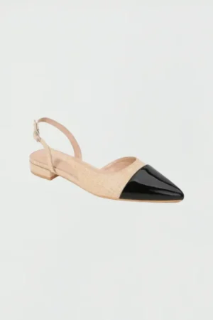 Flats Slingback Punta De Charol Tejido